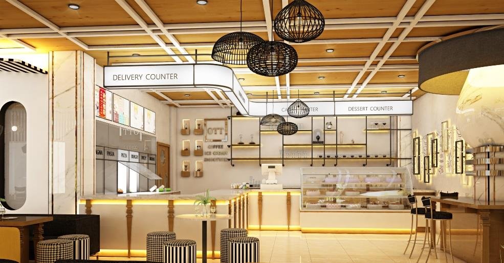 OTT cafe and dessert counter by Biaas Interior
